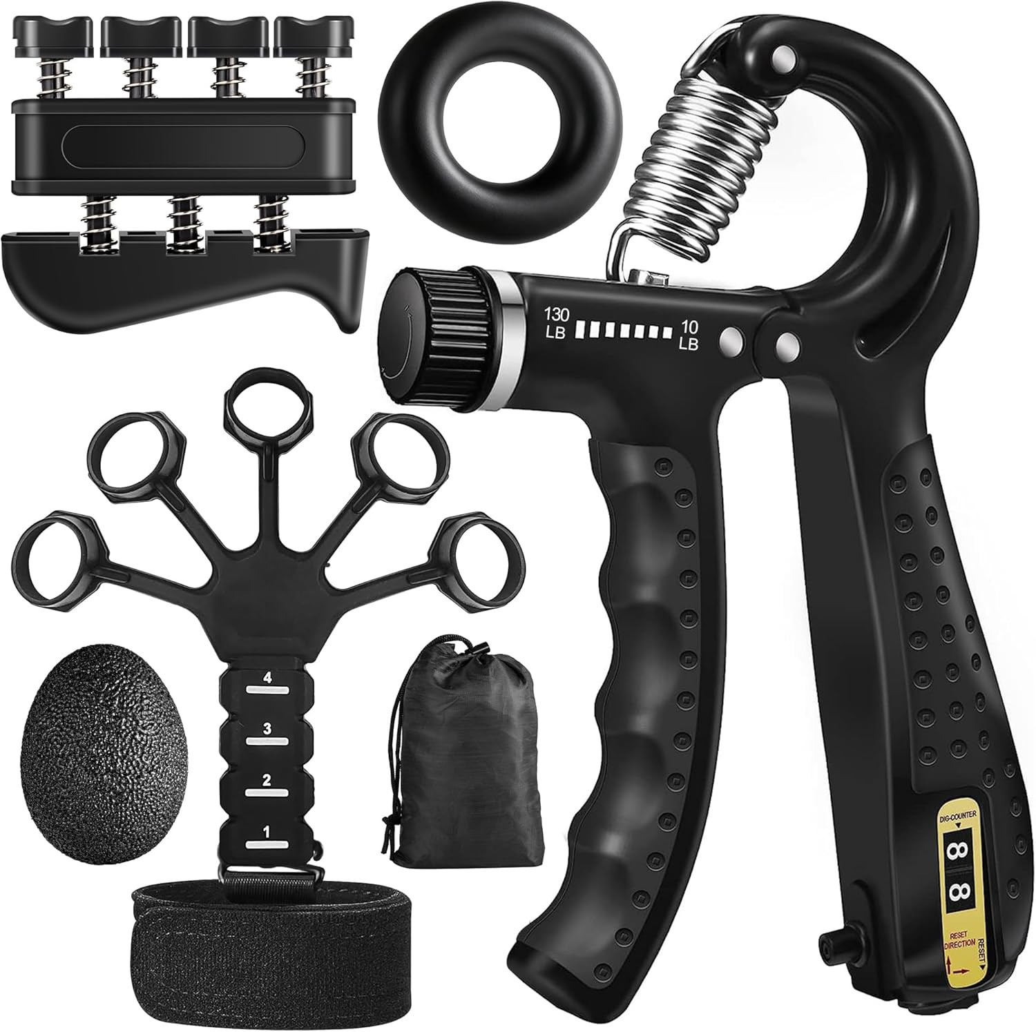 Grip Strength Trainer Kit (5 Pack) Adjustable Resistance Hand Gripper,Finger Exe