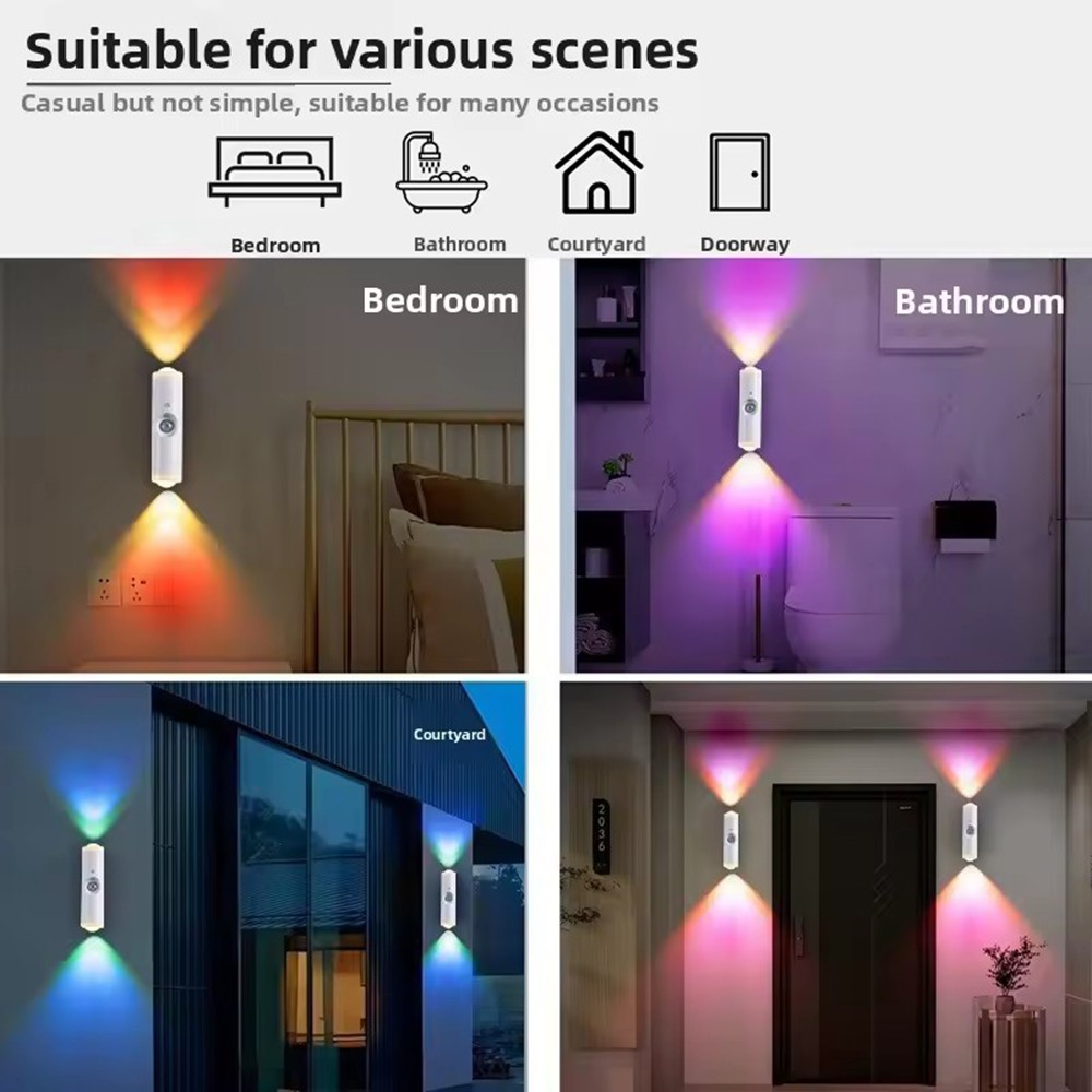 4-Pack Motion Sensor LED Night Light, Rechargeable Magnetic Wall Lamp, 7 Colors