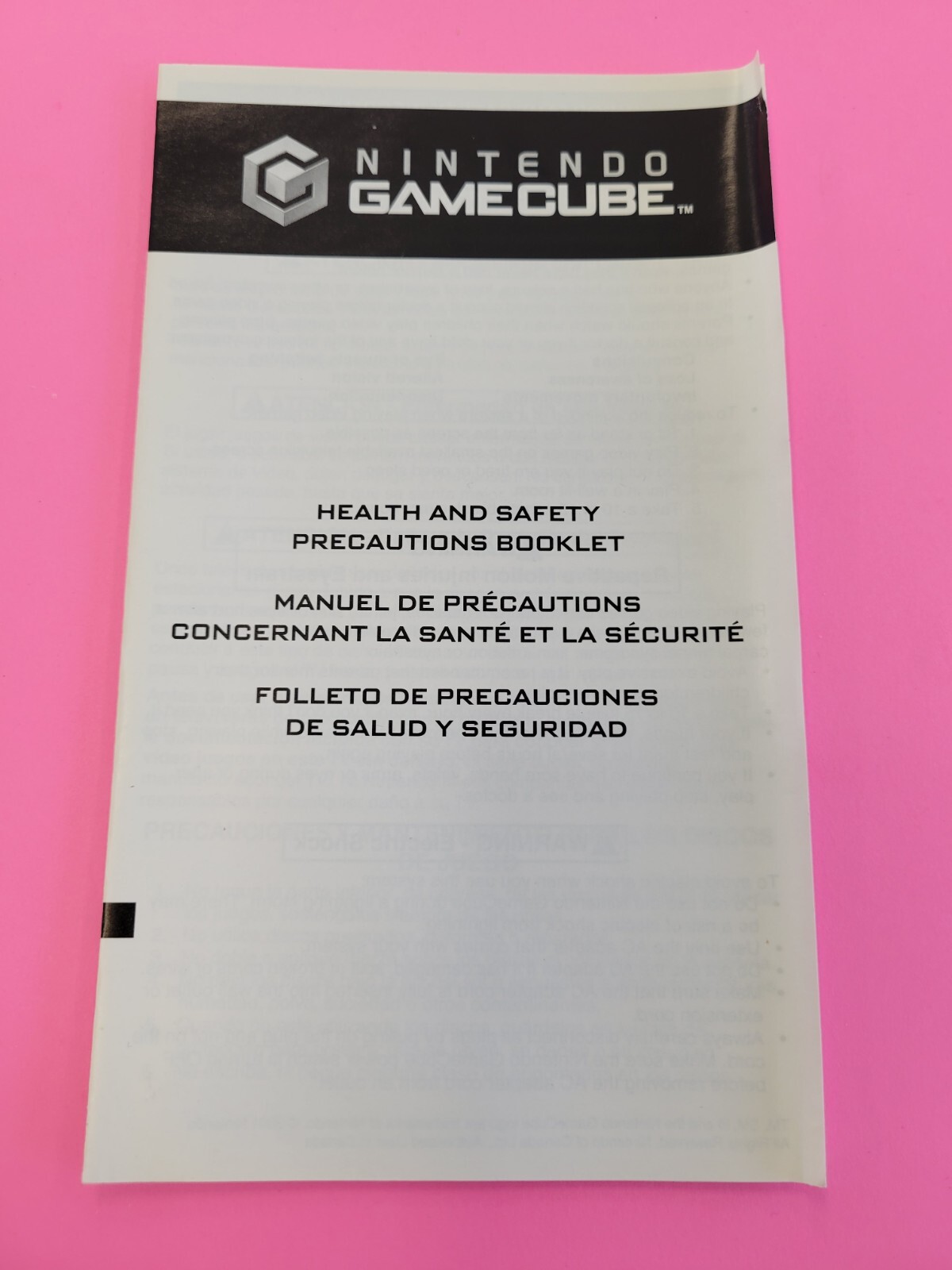 Gamecube Health & Safety Precautions Booklet