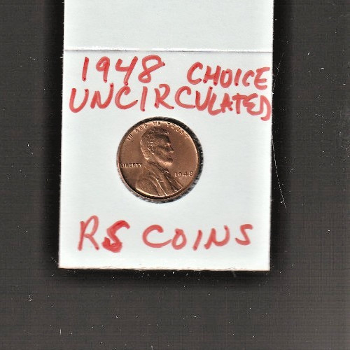 1948  LINCOLN CENT ~CHOICE  RED  BRILLIANT UNCIRCULATED~ RS COINS #33C FREE SHIP
