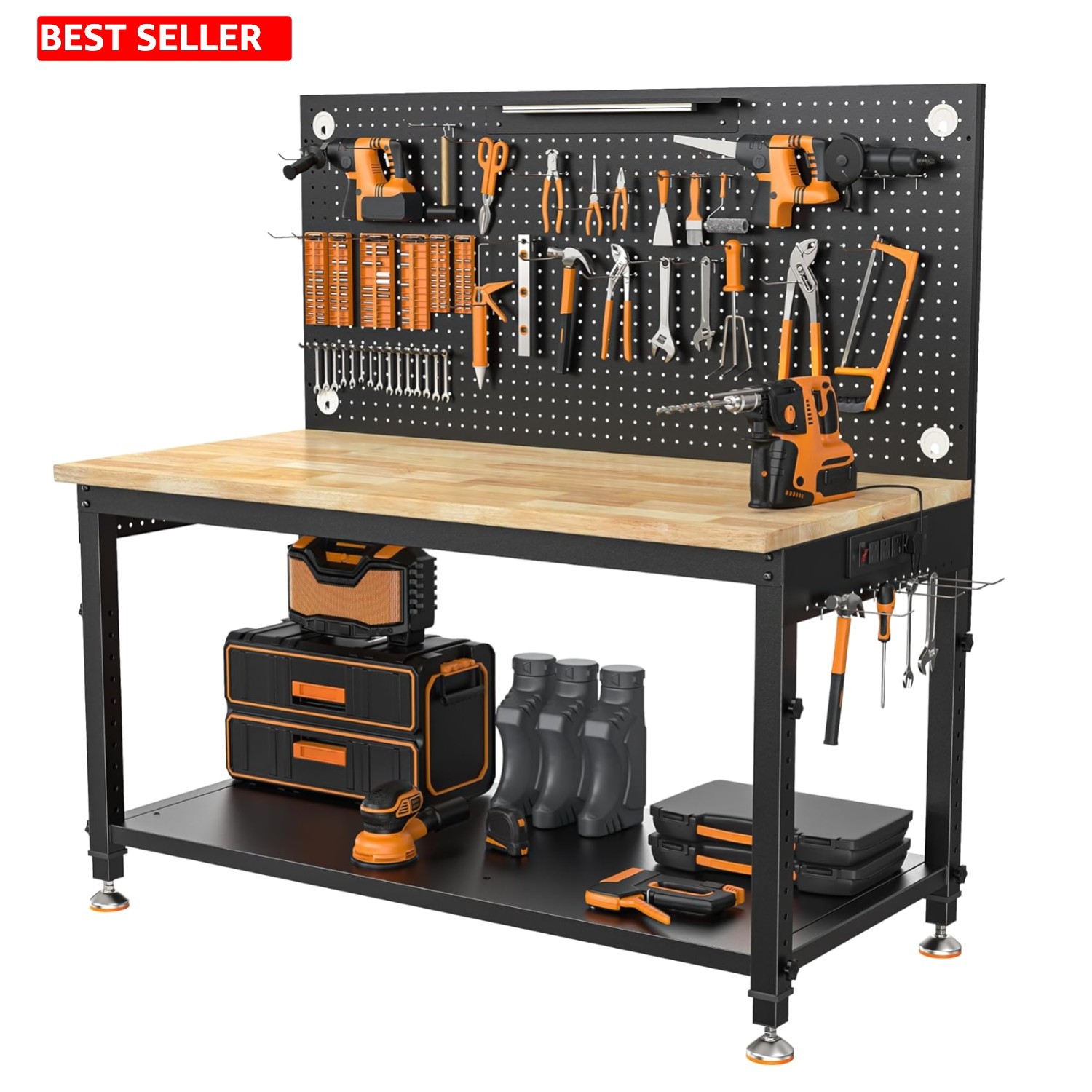 Customizable Height 48" Heavy Duty Workbench - Ideal for Garage and Workshop
