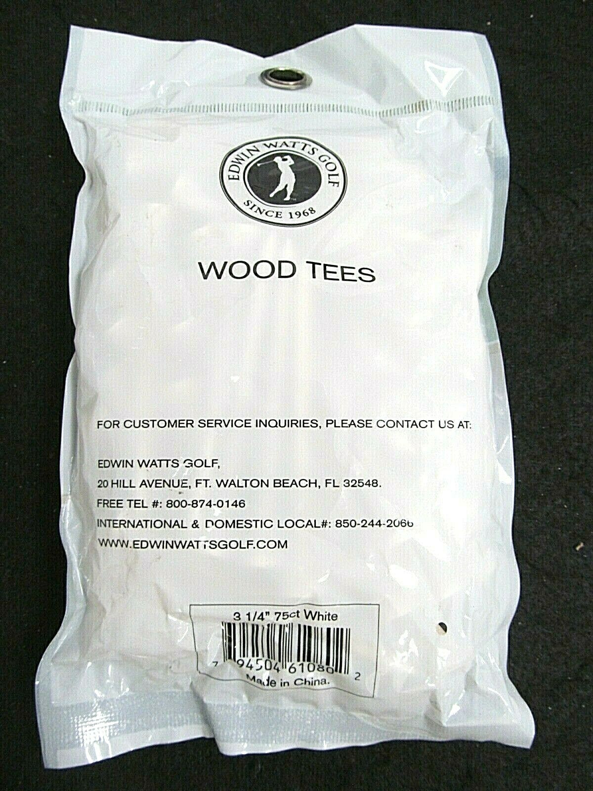 EDWIN WATTS GOLF ~ WHITE 3 1/4" Wood Tees 75 ct ~ NEW