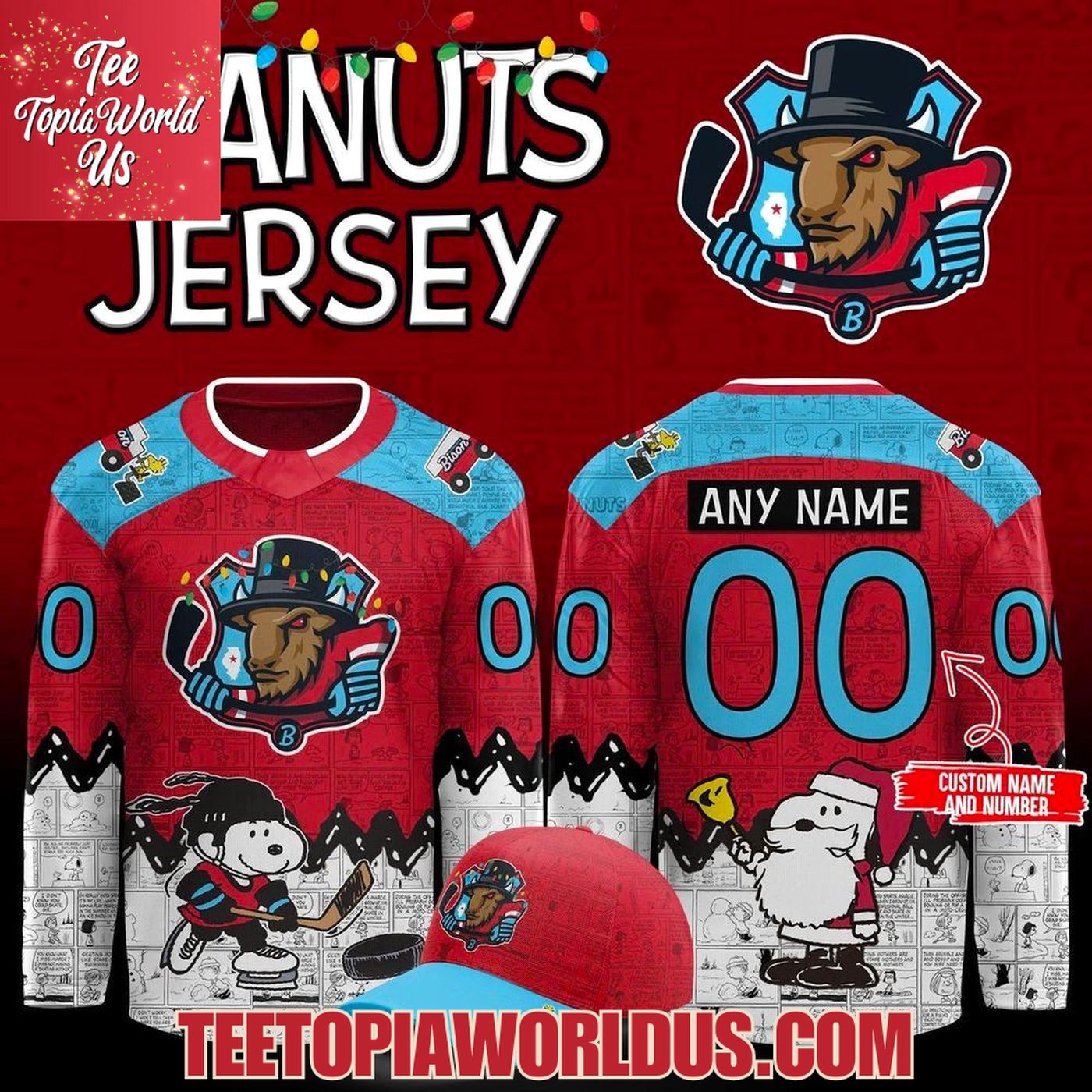 Personalized Bloomington Bison Peanuts Night 2025–26 Hockey Shirt Men's Fan Gear