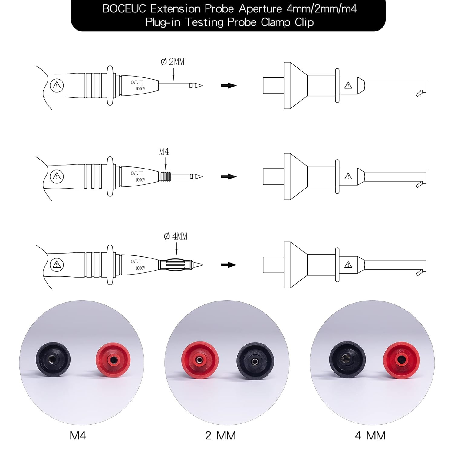 Test Hooks Clips, Multimeter Test Lead Kit Mini Test Hook Clip for 2mm Plug Test