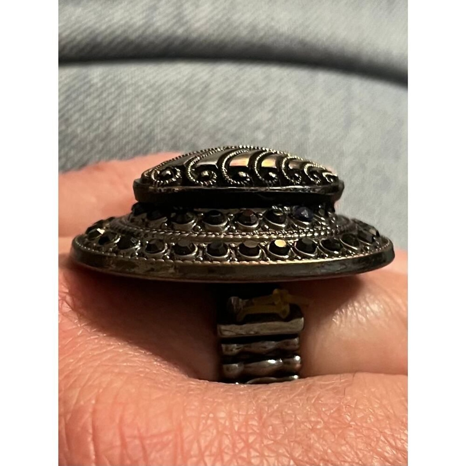 Bad Gurl Treasures Black mirrored dinner spinner ring