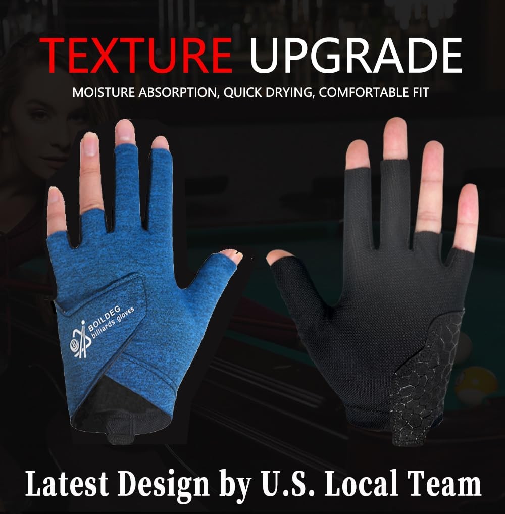 Left Hand 3 Finger Breathable Quick-Dry Professional Billiard Pool Glove For Men