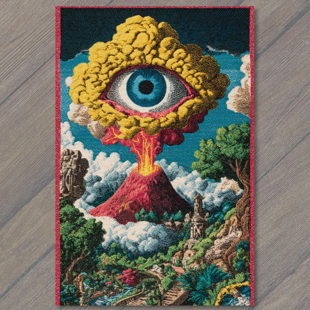 POSTCARD Eye Volcano Eruption Surreal Landscape Cosmic Cloud Mountain Vision