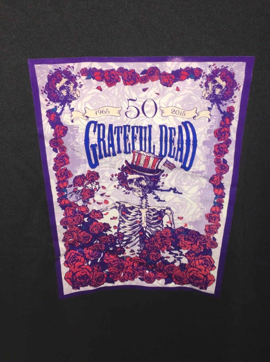 Grateful Dead Concert T-Shirt XL 50th Anniversary 1965 2015 RARE Black Skeleton