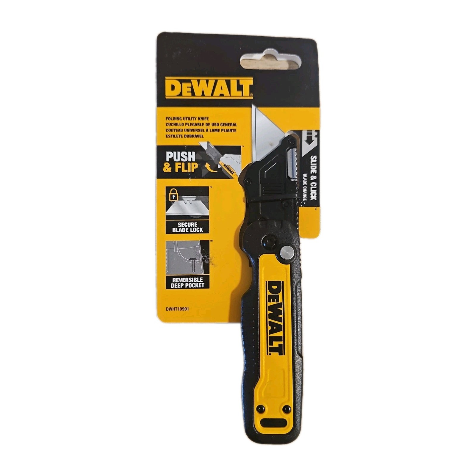 Dewalt DWHT10991 Push & Flip Folding Utility Knife Brand New