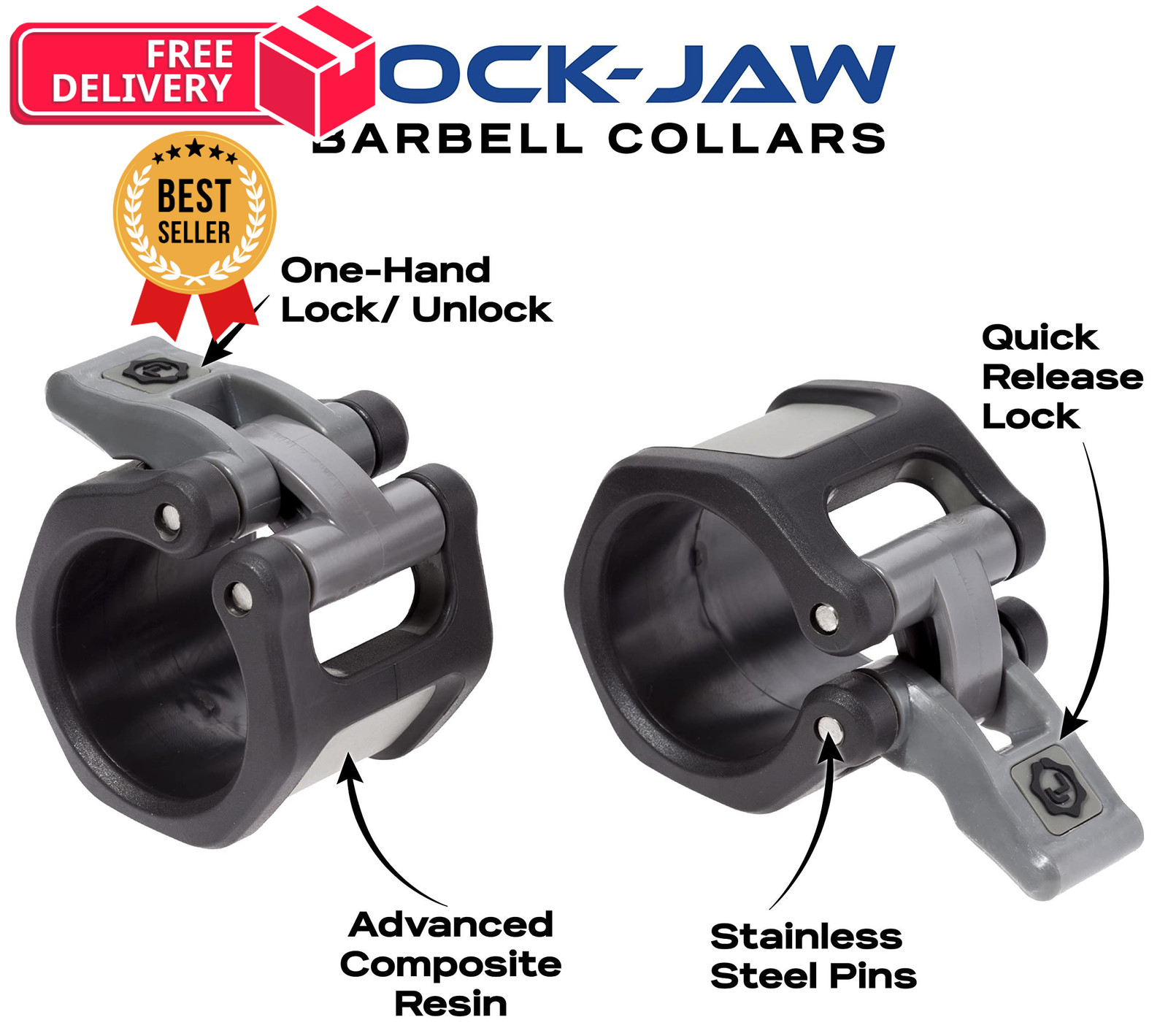 Lock-Jaw HEX 50mm / 2" Olympic Barbell / bars, Orange - Hex