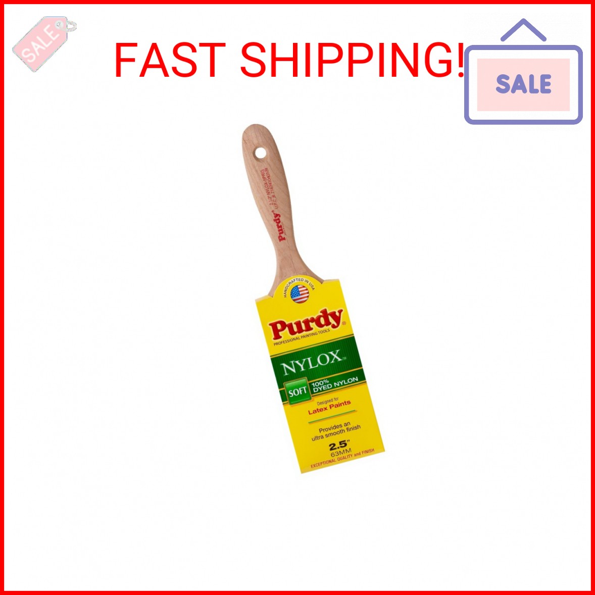 Purdy 144380225 Nylox Series Sprig Flat Trim Paint Brush, 2-1/2 inch