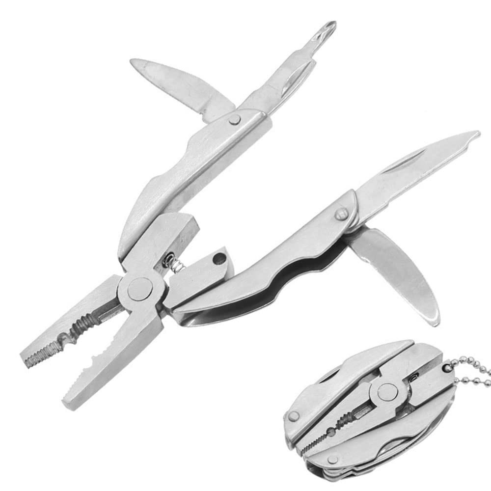 7-in-1 Micro Pocket Stainless Steel Foldable Multitool with Silver