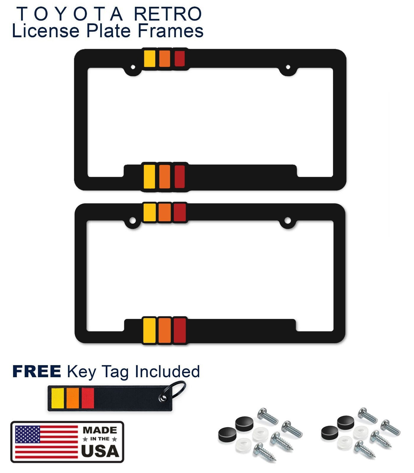Toyota-Retro-Style-License-Plate-Frame-TRD-Offroad-Tacoma-FJ-Cruiser-4x4