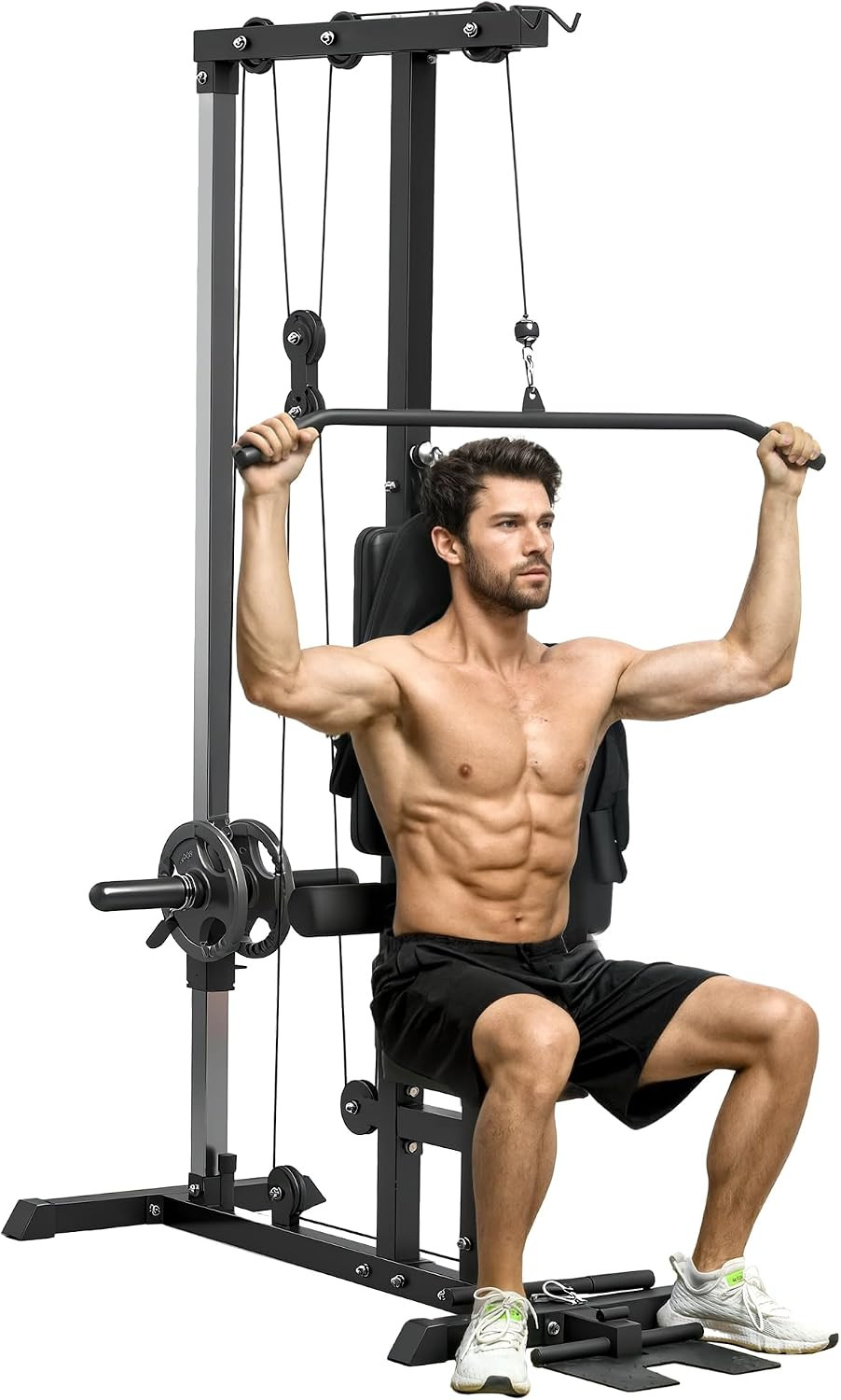 Cable Machine LAT High Low for Home Gym Black | High and Low Pulley Stations, Ca