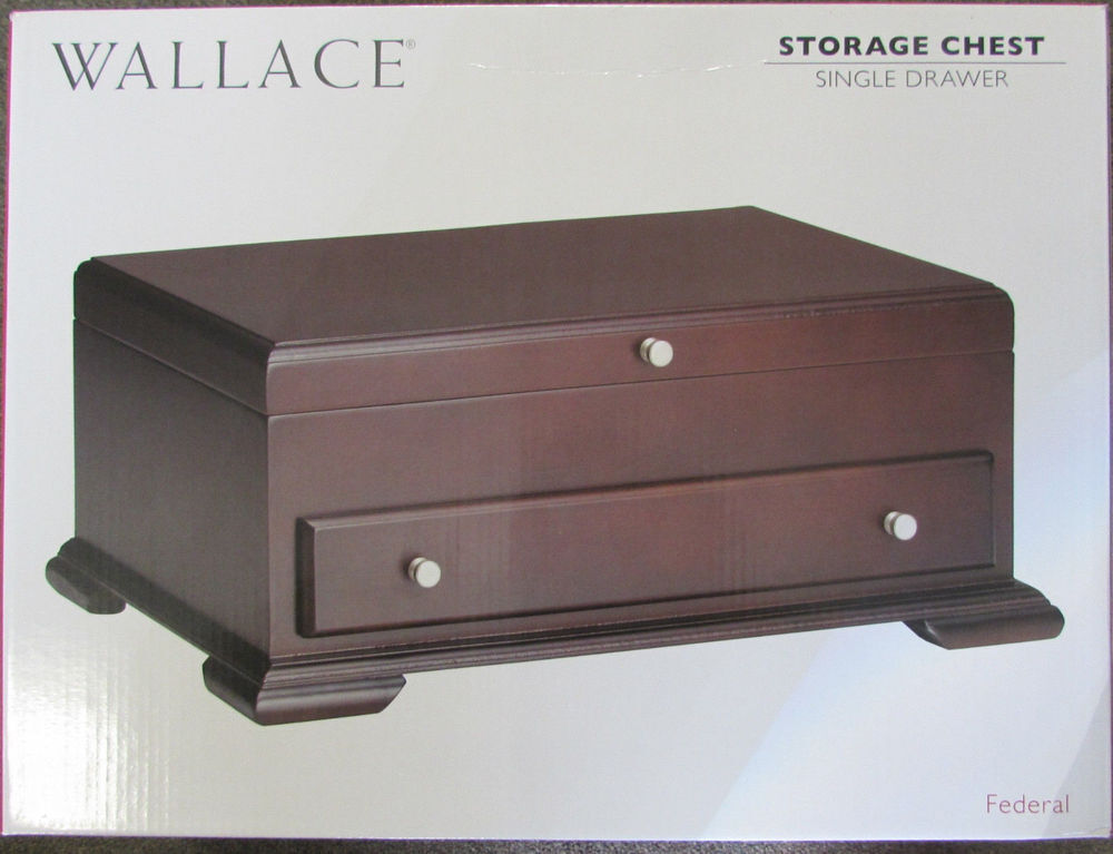 Wallace Dark Walnut Single Drawer Footed Flatware Storage Chest