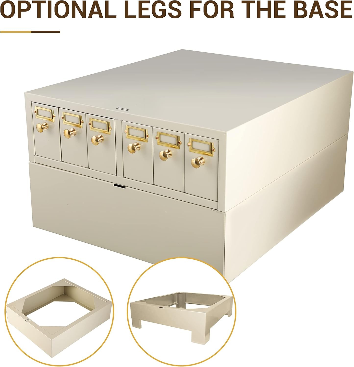 Microscope Slide Stackable Storage Cabinet, 6-Drawer, Metal, Stackable, Tan