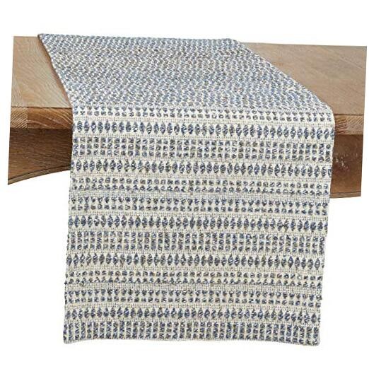 Kema Collection Woven Line Table Runner, 16" x 72" Blue