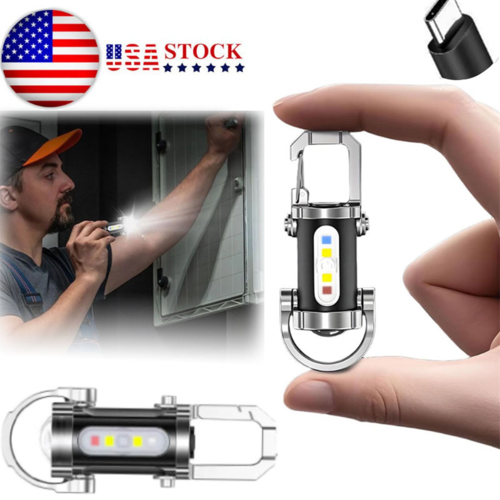 NEW Super Bright LED Mini Flashlight USB Rechargeable Pocket Keychain Torch