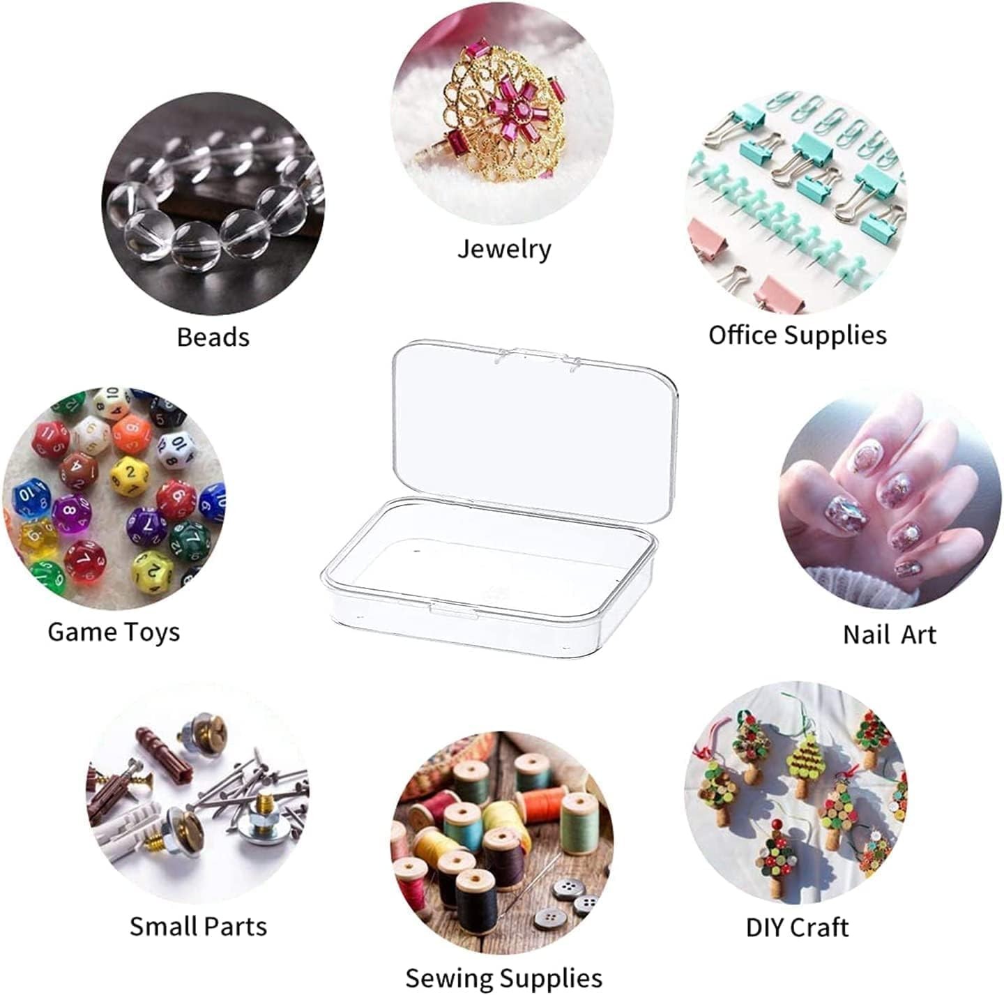 6 Pcs Mini Plastic Storage Containers Box with Lid, 3.5x2.4 Multicolor 1