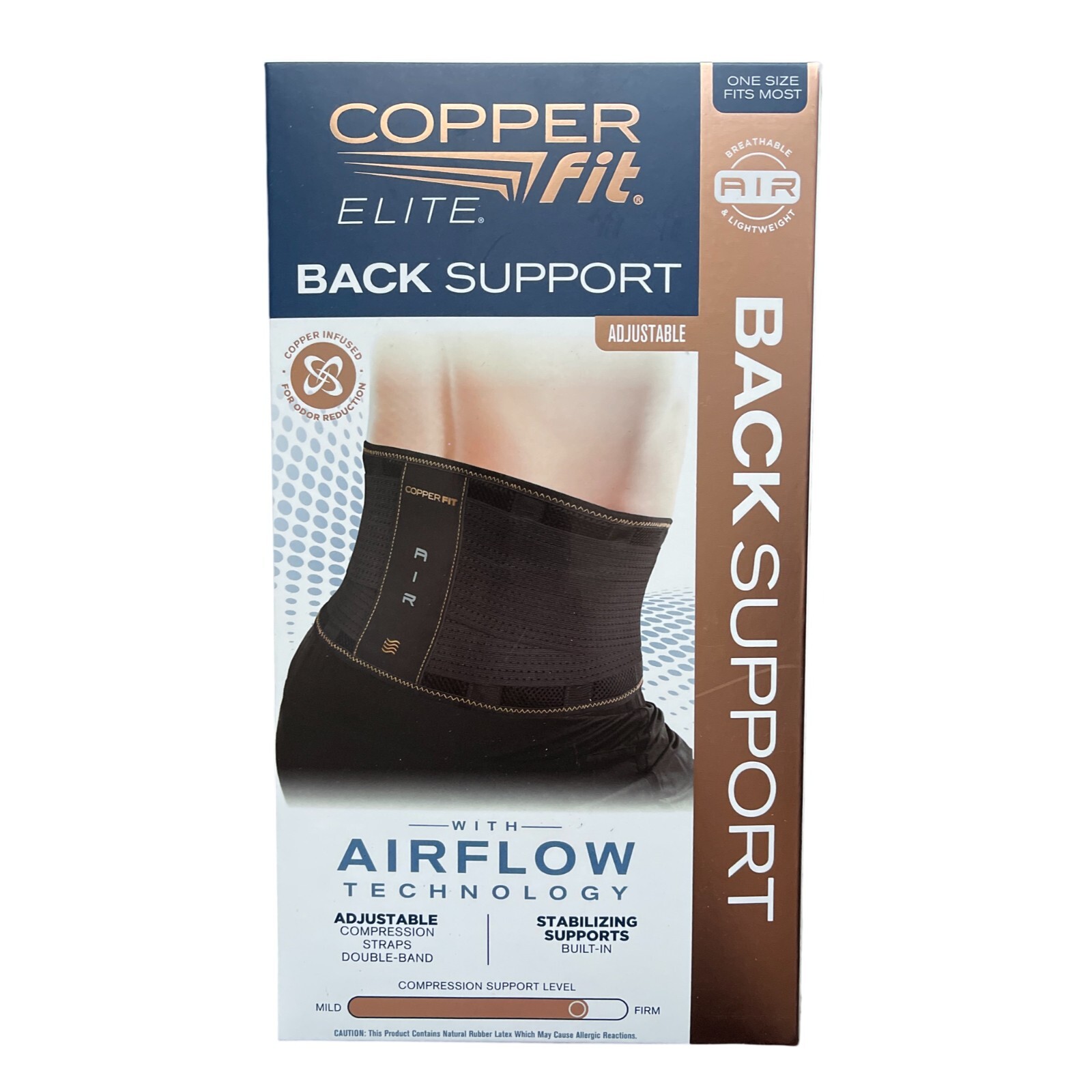 Copper Fit Elite Air Back Support AirFlow Back Brace Adjustable Band 30-50"