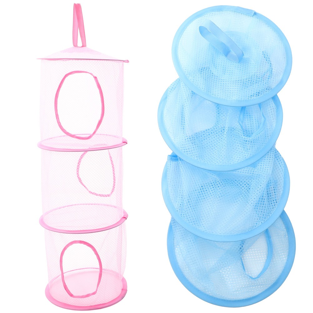 2 Pcs Foldable Hanging Mesh Drying Net Multi Layer Organizer For Plush Toys