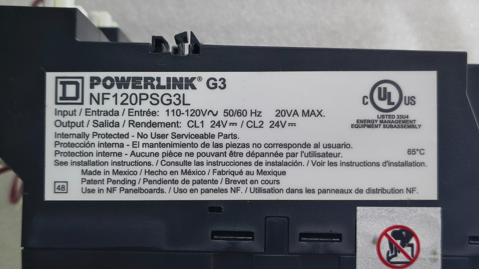 SQUARE D POWERLINK G3 NF3000G3 REMOTE MOUNT CONTROLLER 2000G3 120V
