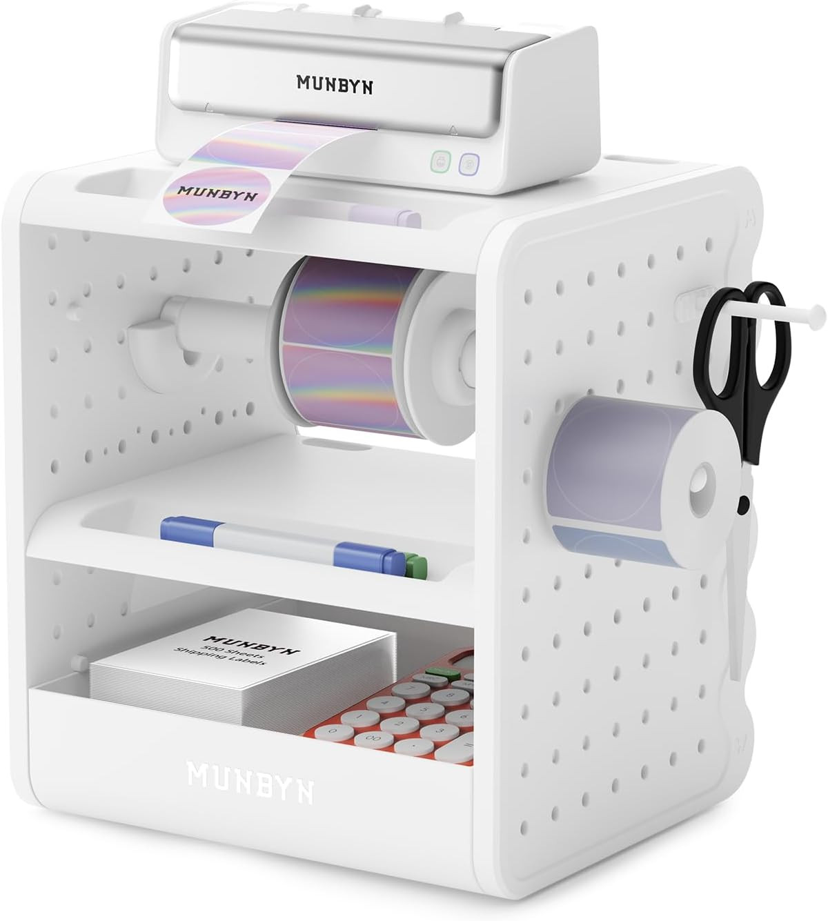 ILH03 4X6 Thermal Label Holder with 3-Tier Shelf | 5-In-1 Sticker Holder, Drawer