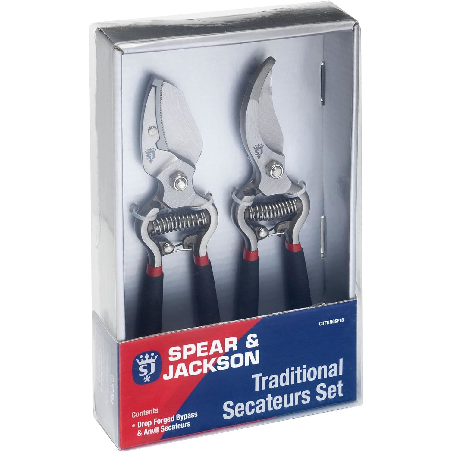 Spear & Jackson Drop Forged Bypass & Anvil Pruners Set, 2Pc Garden Pruning Tools