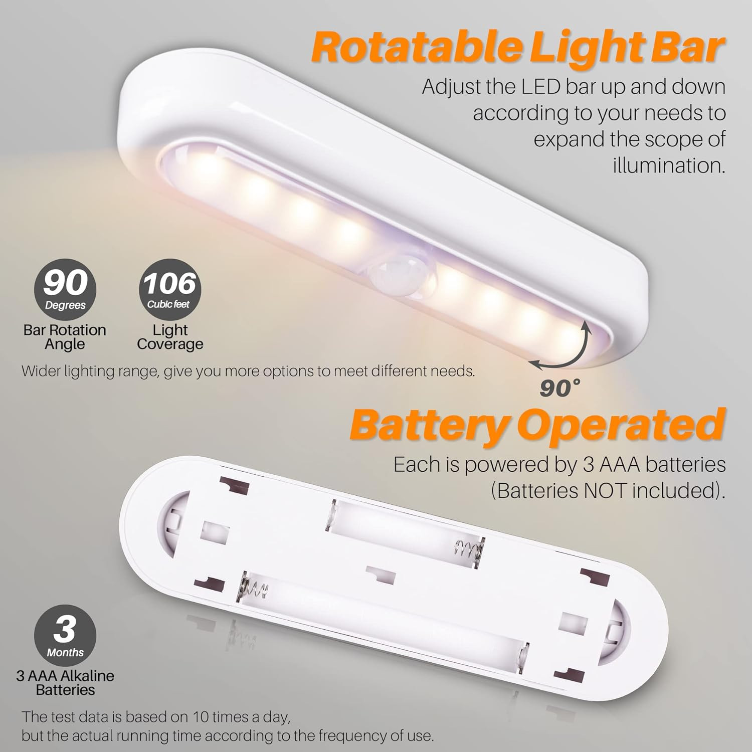 3 Pack 7” Motion Sensor Lights Indoor Battery Operated, Stick on LED Light for C