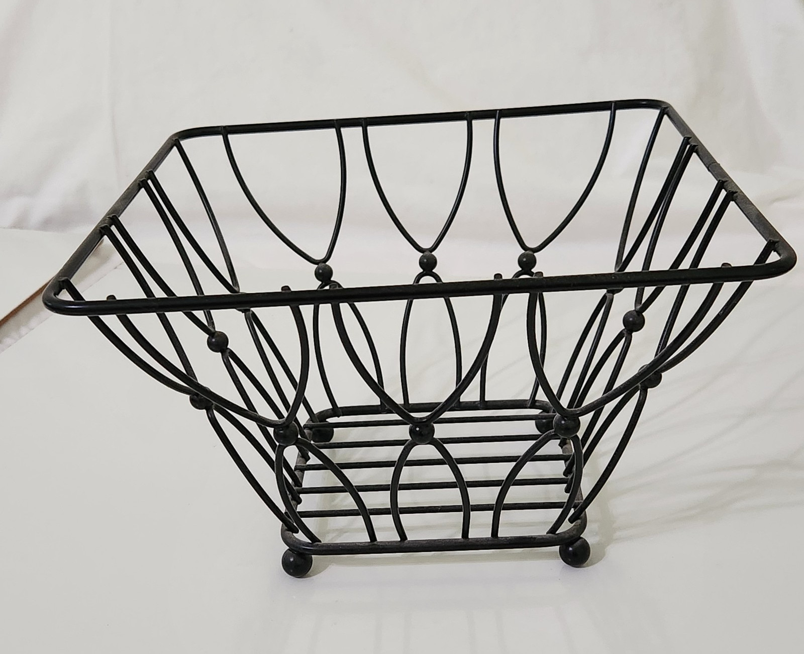 Decorative Metal Basket Square Black Feet 10 x 10", 6" Height Tabletop Fruit