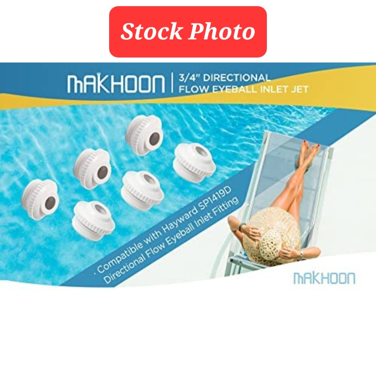 6pk MAKHOON 3/4" Directional Flow Eyeball Inlet Jet Compatible w/Hayward SP1419D