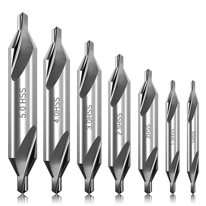 7pcs Center Drill Bits Set 60° HSS Countersink Lathe Metal Tools - NEW