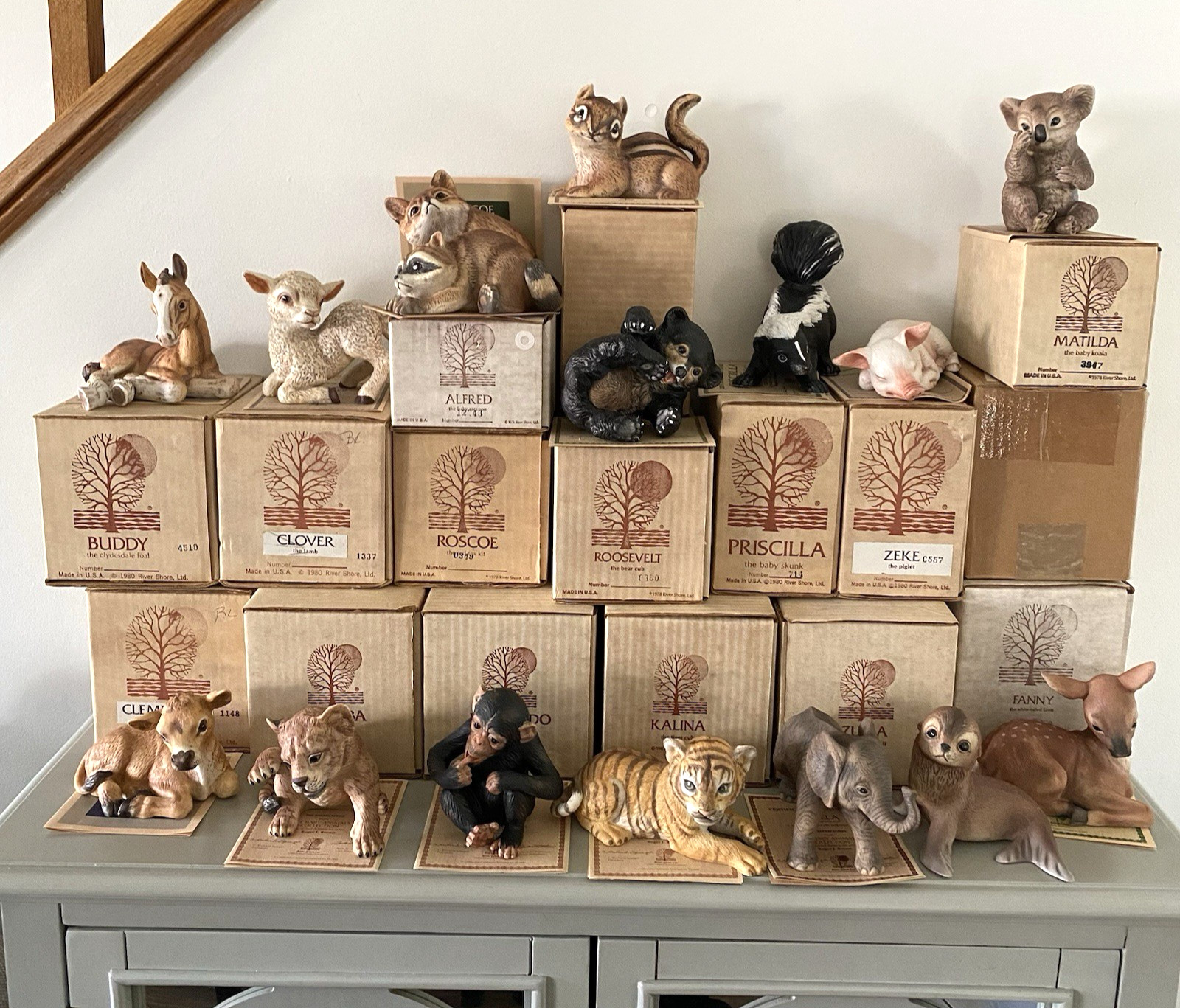 Roger Brown River Shore Animal Set 16 Safari Farm Baby Lot 3 Signed