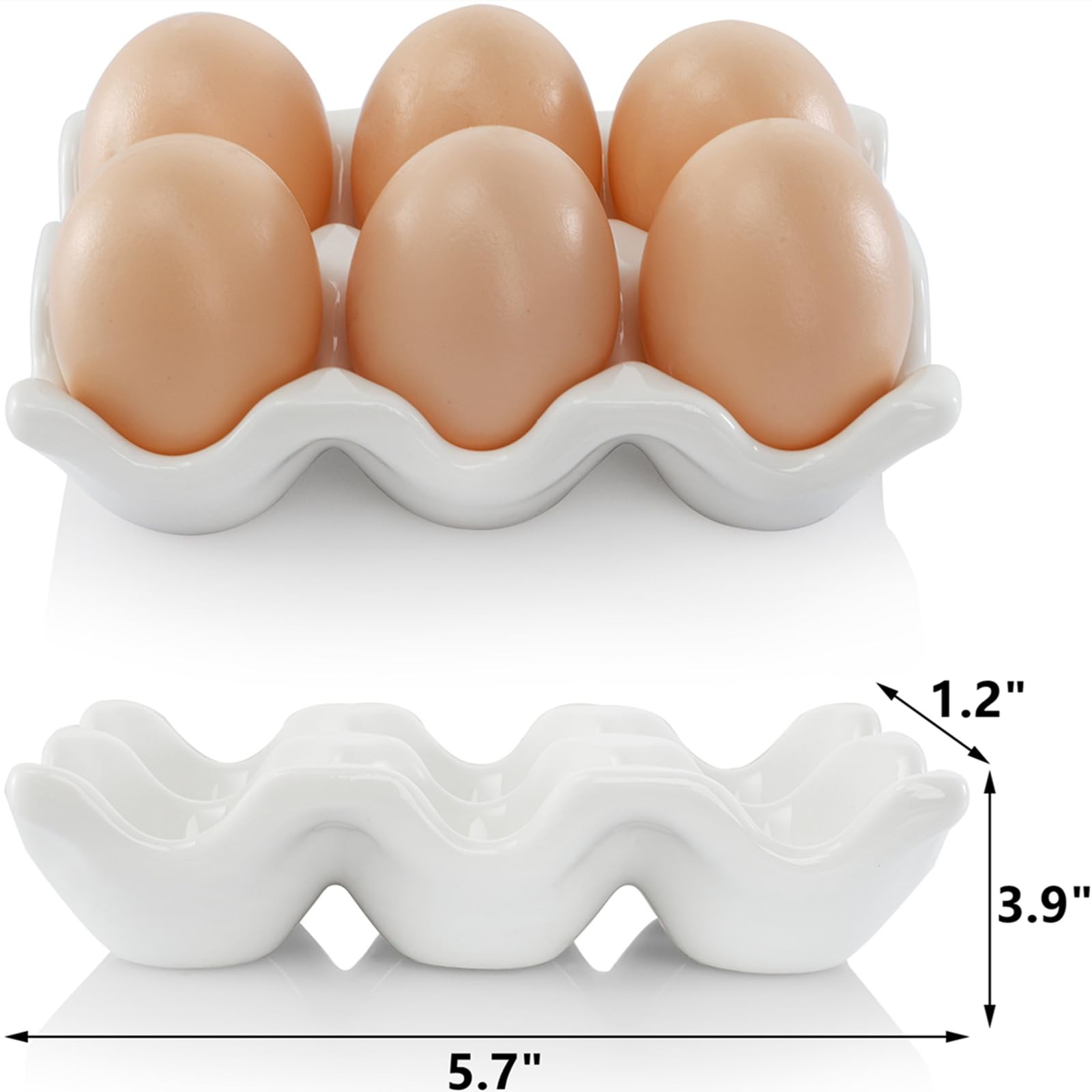 4 Pack Porcelain Egg Container, Ceramic Eggs Keeper Storage Organizer for Dis...