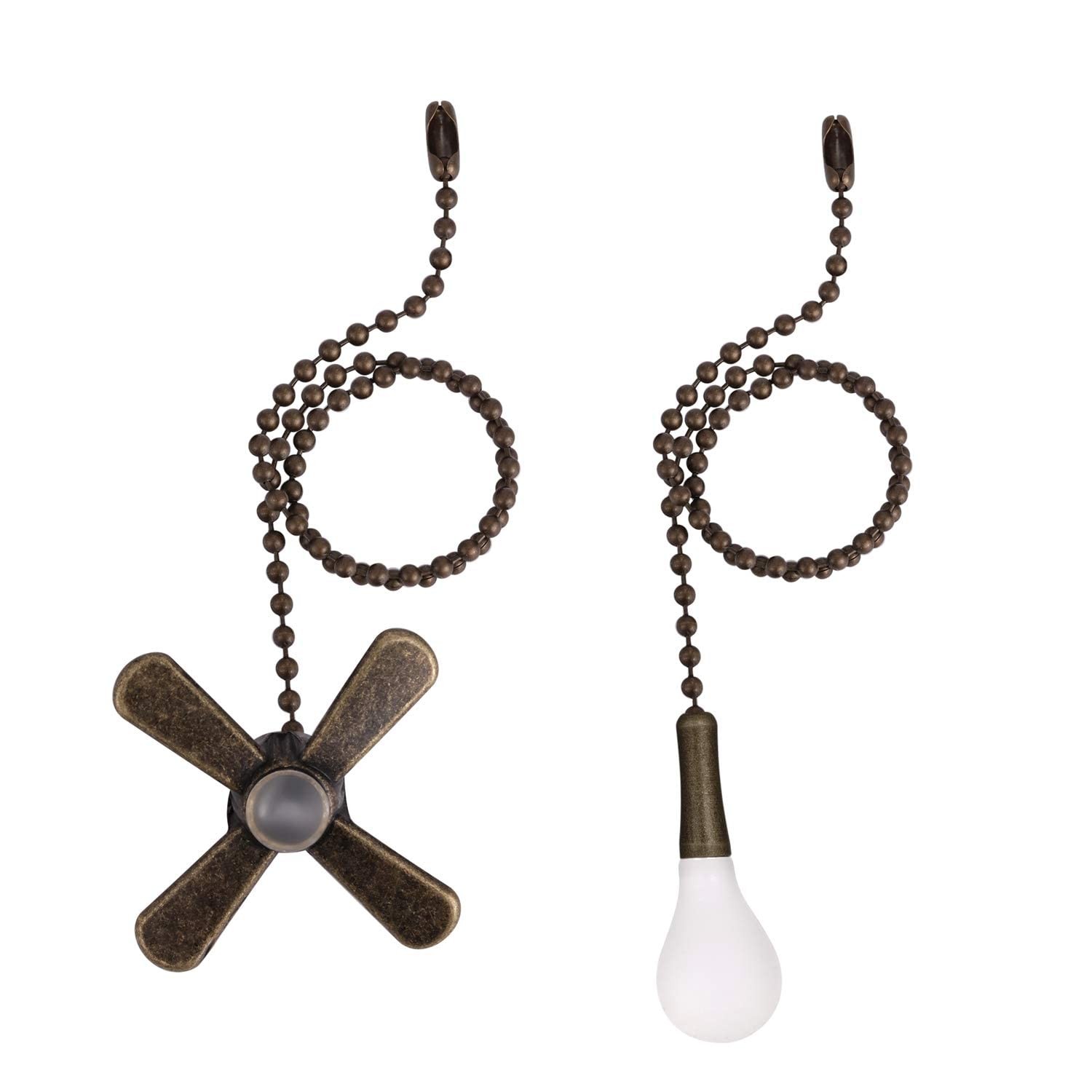 Ceiling Fan Pull Chain,12Inch Extra Long with Decorative Frosted Glass Bulb a...