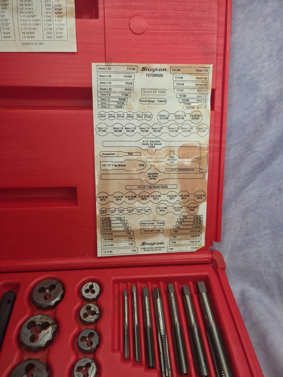 Nice Snap On TDTDM500A 76 Piece Tap & Die Set (Missing One Die )