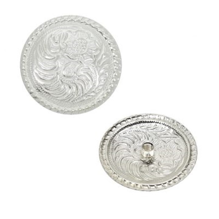 4 Pack Western Bright Silver Engraved Concho With Chicago Screw