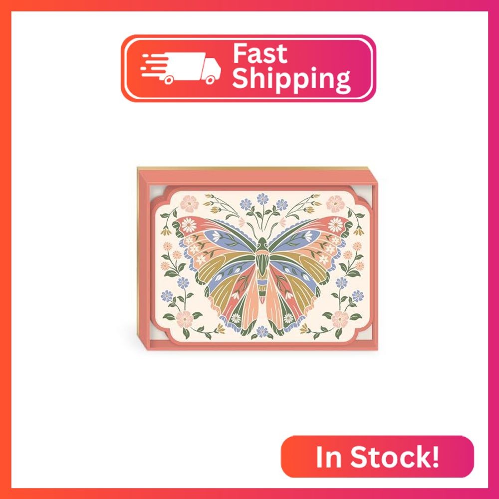 Lady Jayne Boxed Stationery Notecard Set with 20 Flat Die-Cut Note Cards and Env