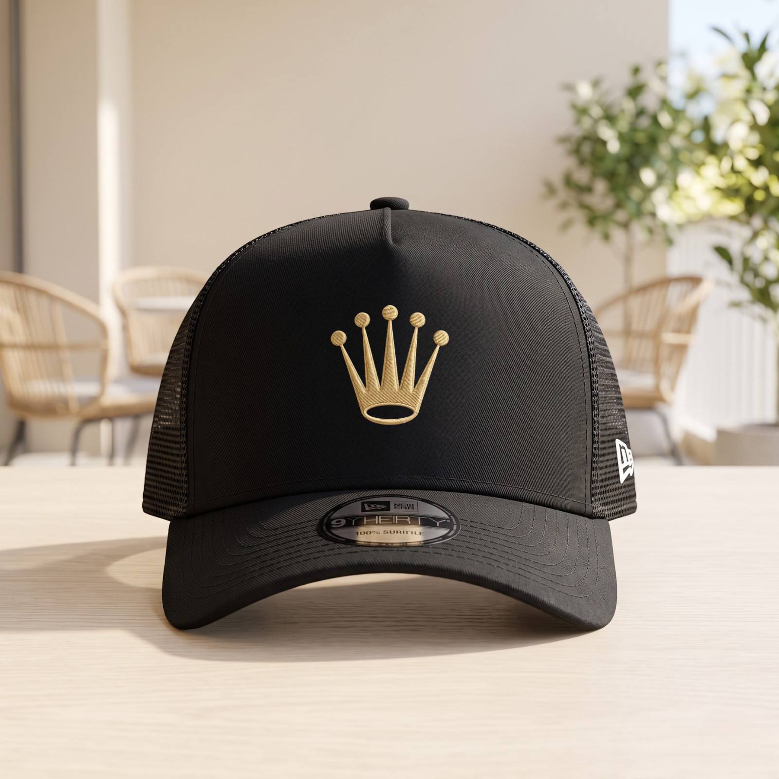 Rolex Embroidered Black Trucker Hat Mesh Adjustable Cap