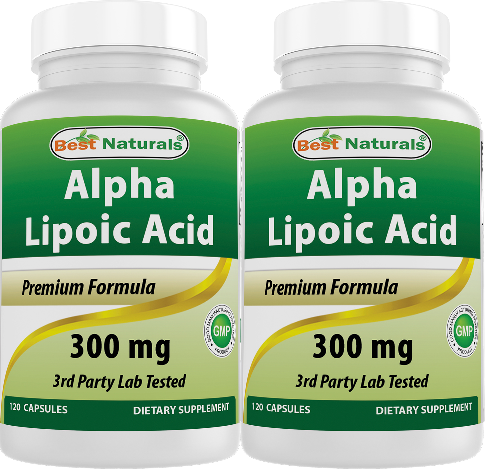 2 Pack Best Naturals Alpha Lipoic Acid 300 mg 120 Capsules antioxidant