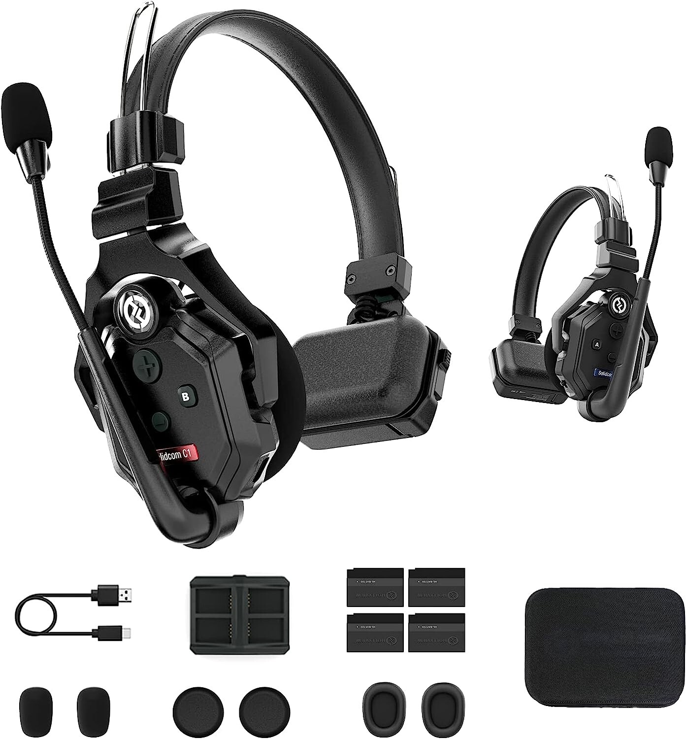 Hollyland Solidcom C1 2 Users 1100ft Full-Duplex Wireless Headset Intercom C1-2S
