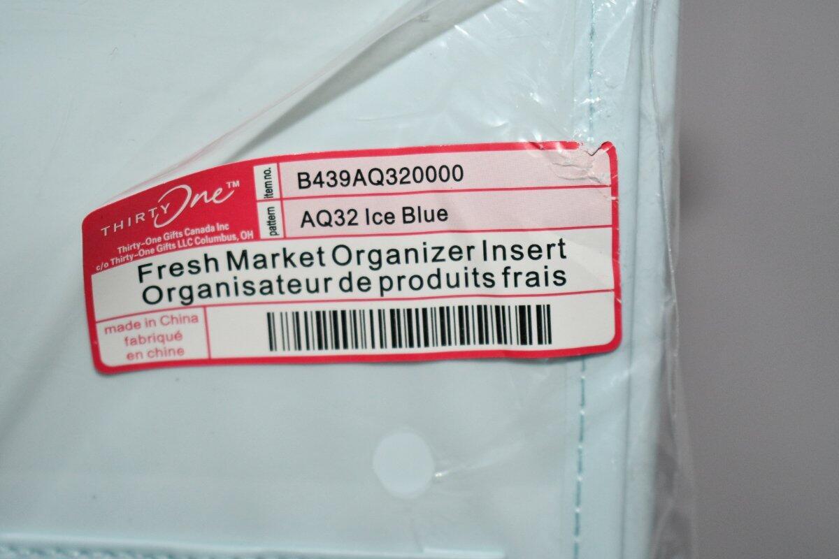 Thirty One Fresh Market Organizer Insert in Ice Blue NWT