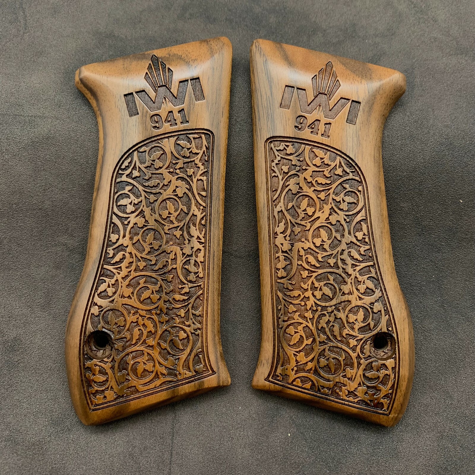 Jericho 941F 941FS Turkish Walnut Wood Grips. Handmade. Floral. Jericho IWI 941