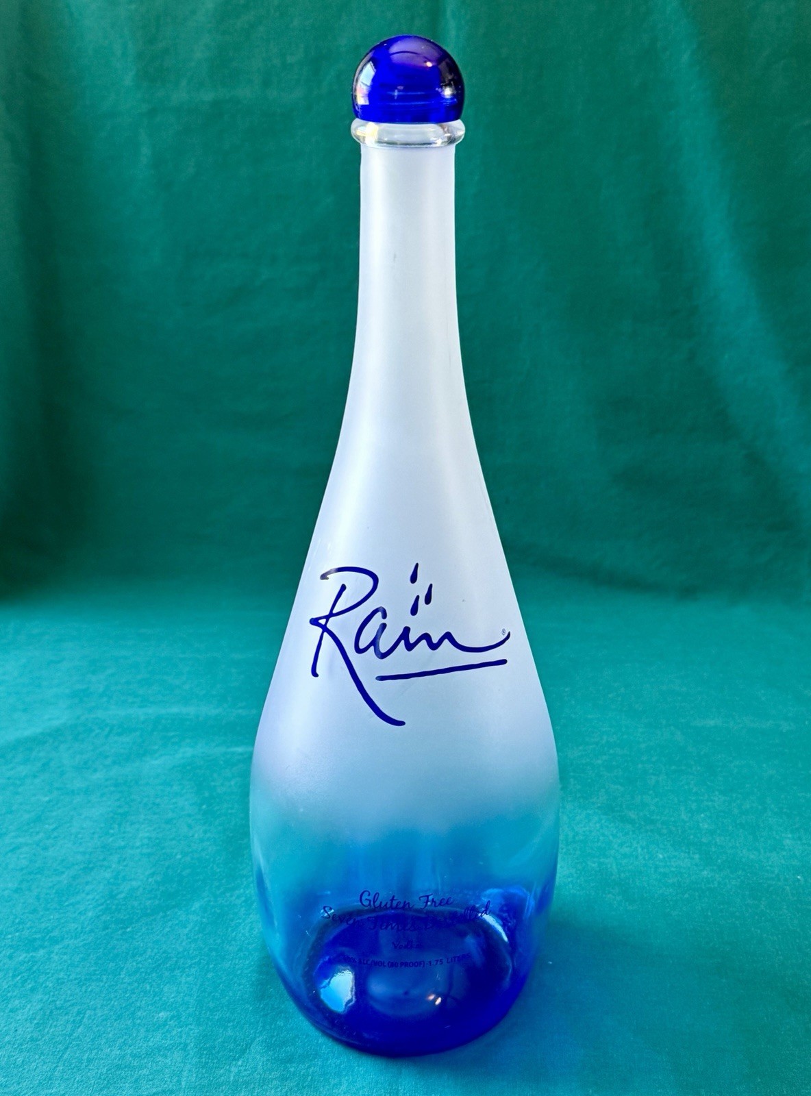 Rain Vodka Empty Liquor Bottle w Stopper 1.75 L ~ Clean Ready to Use ~ 15" TALL
