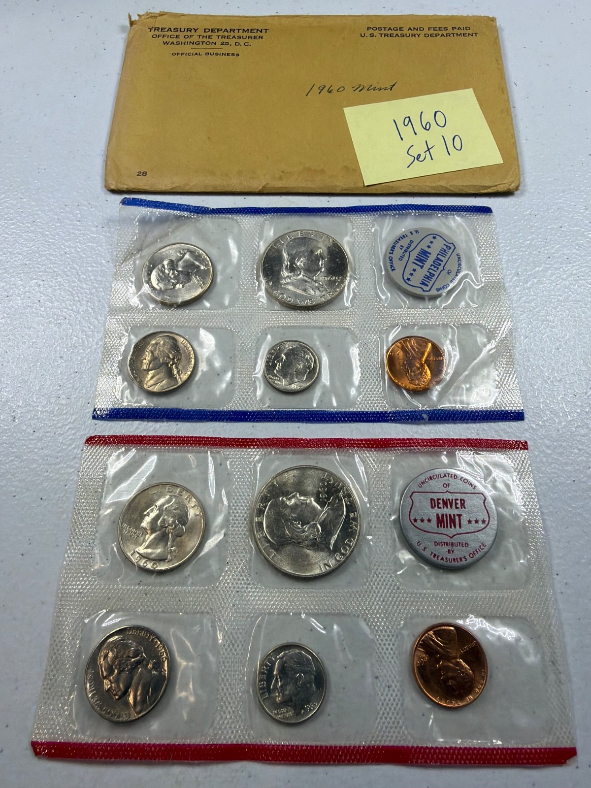 (1) 1960  US MINT SILVER P & D Set,  in all OGP,  w/ 90%  SILVER COINS,   SET 10
