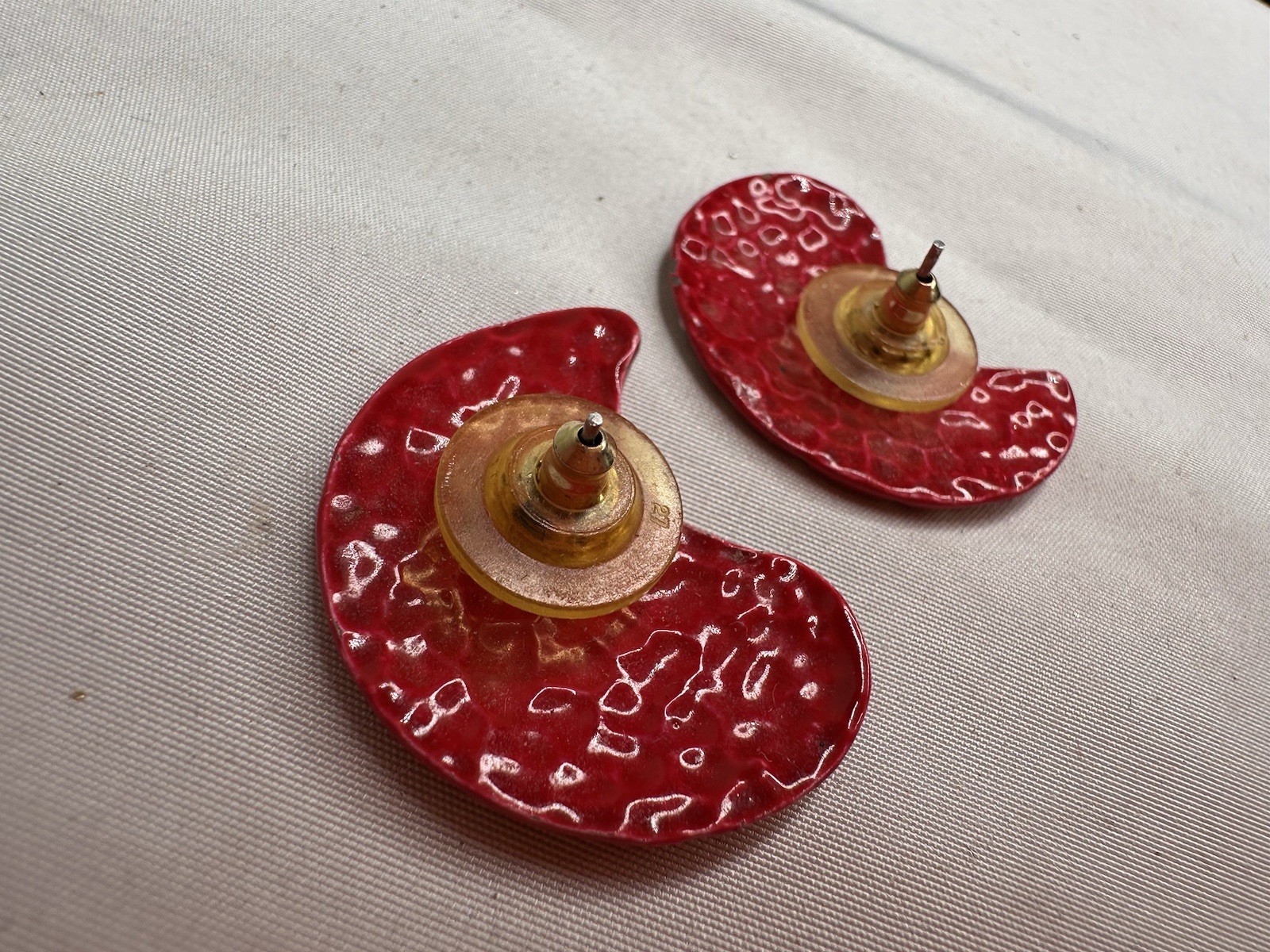Chunky Red Enamel Earrings