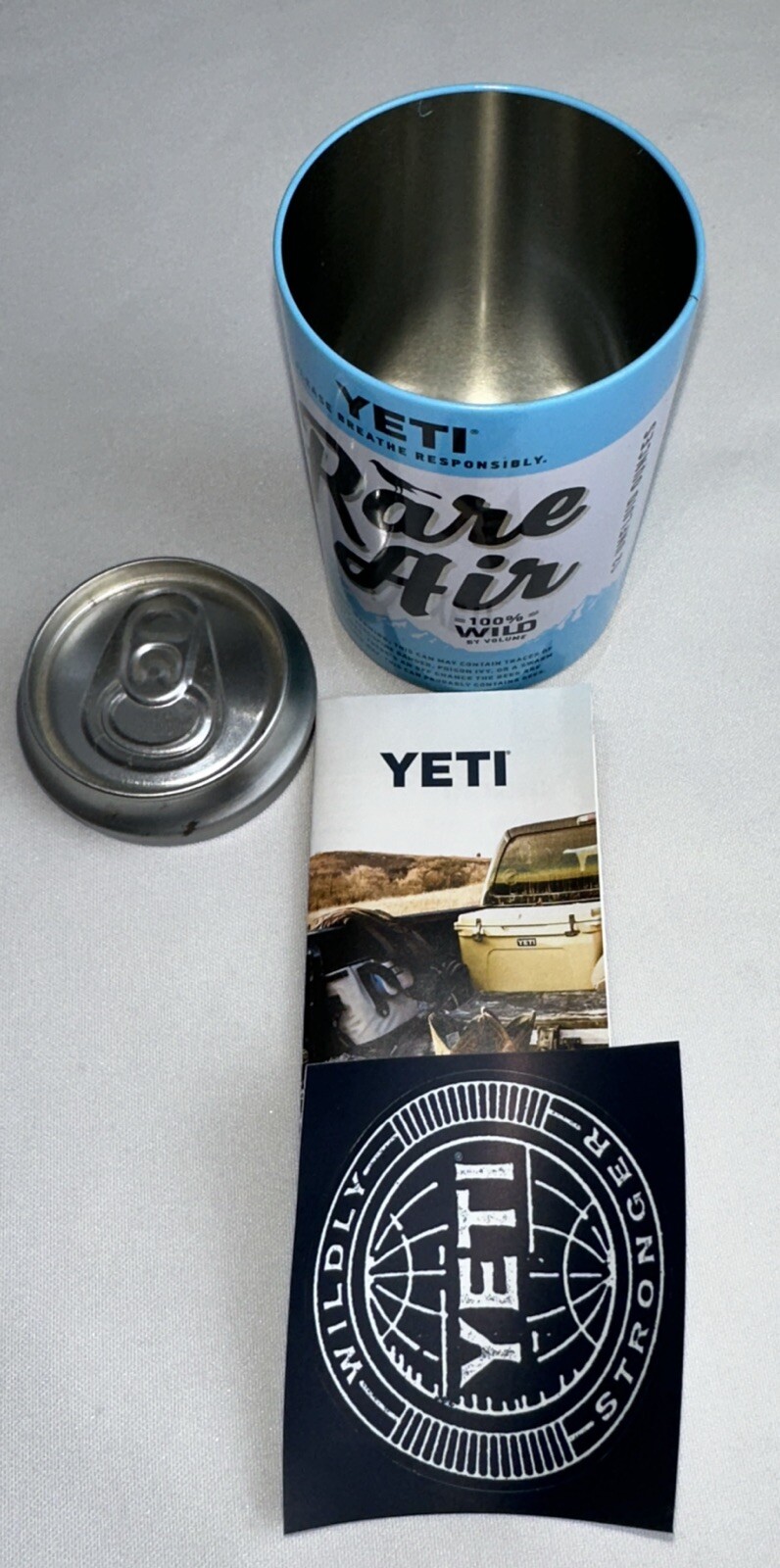 Yeti Rare Air Display Can With Paperwork and Sticker