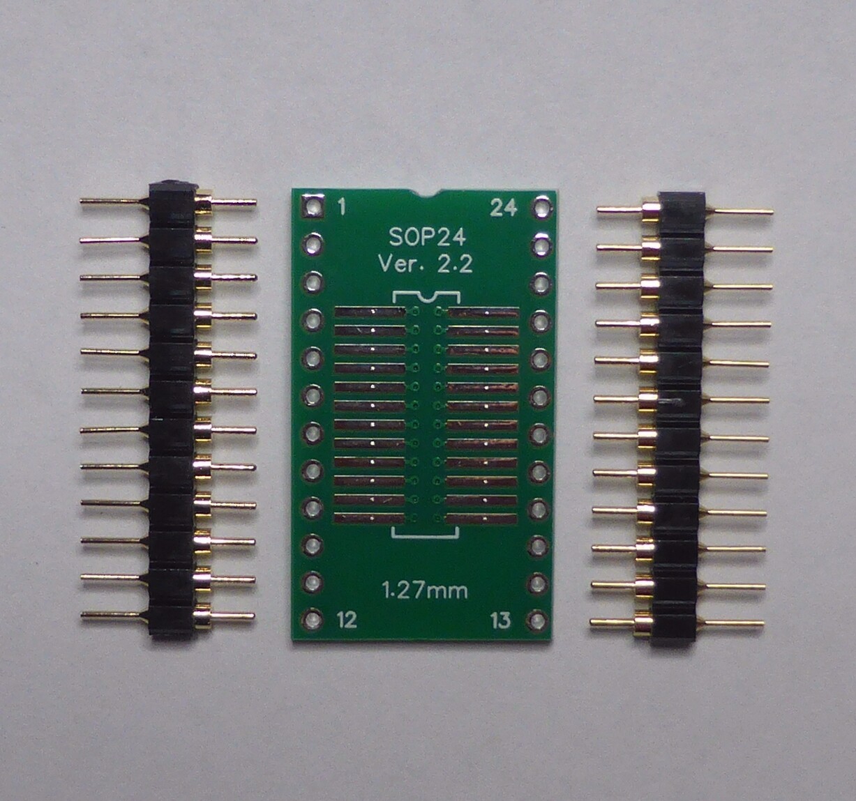 SO24 SOP24 SOIC24 To DIP24 Adapter inc Pins - P 1.27 - DIL 0.6" - 200/300mil