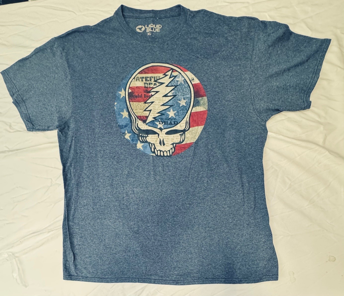 Grateful Dead Steal Your Face American Flag T-Shirt Men's XL Grey (GD004A7)