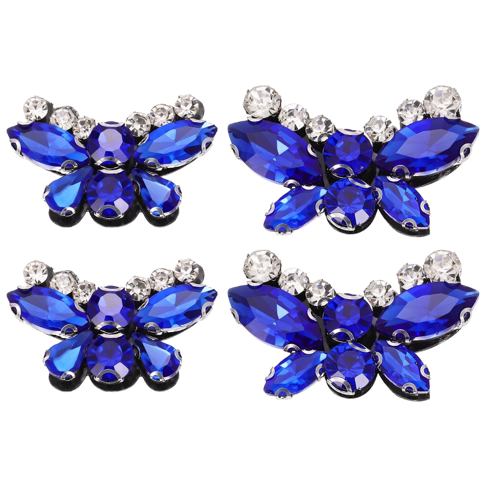 4Pcs Handmade Butterfly Beaded Patches Appliques Large & Small, Medium Blue